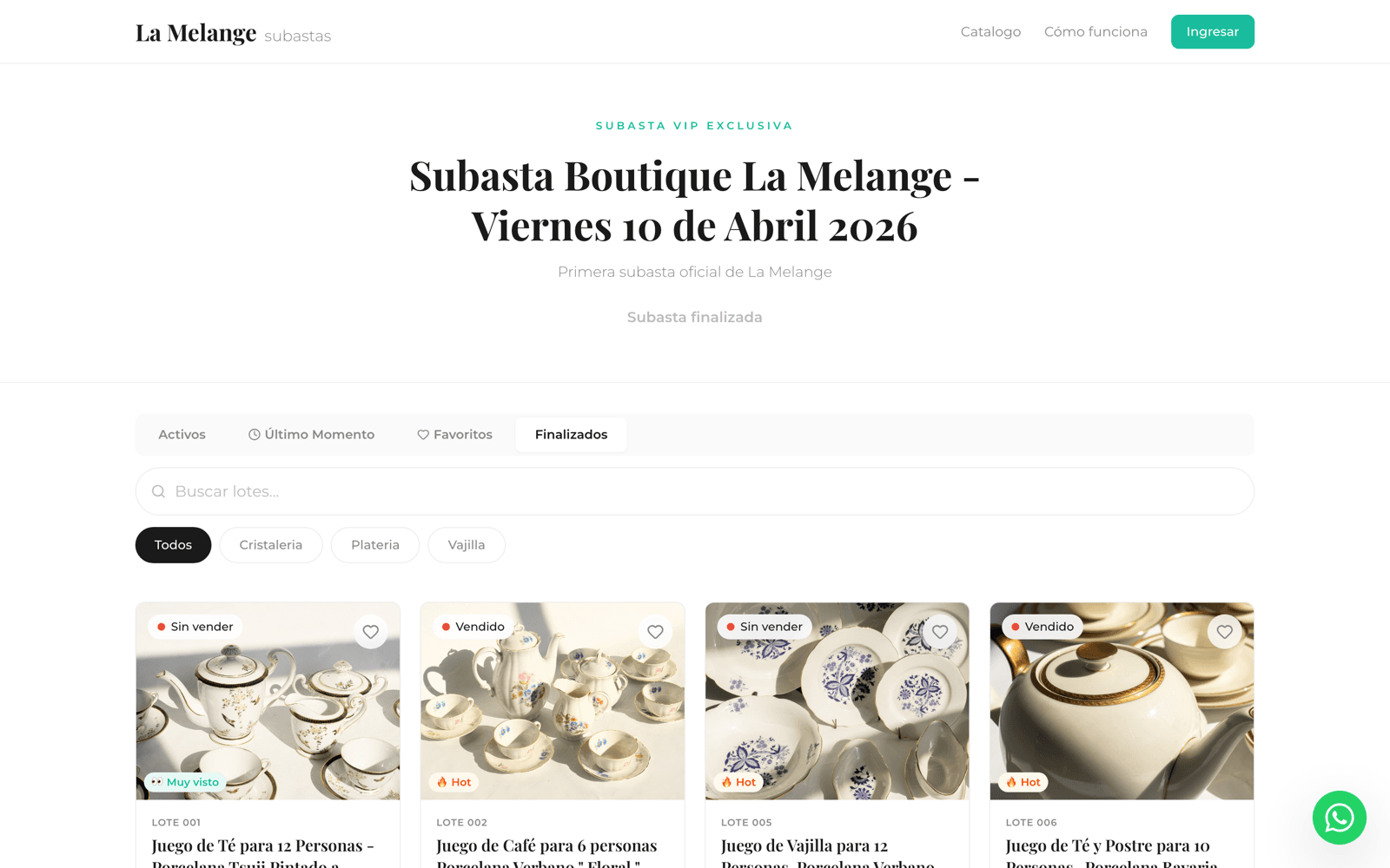 Captura de Subastas La Melange